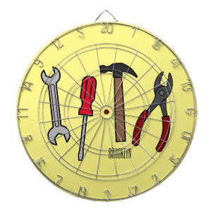 Carpentry tools cartoon illustration  dart board