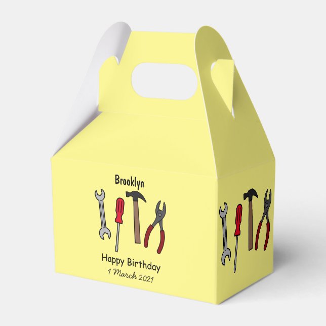 Carpentry tools cartoon illustration favor boxes (Front Side)