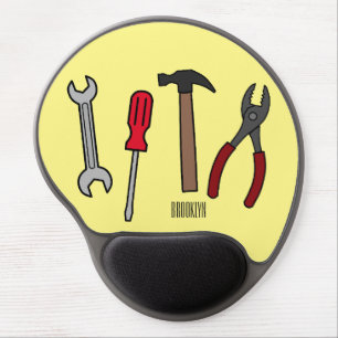 Carpentry tools cartoon illustration  gel mouse pad