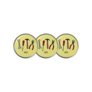 Carpentry tools cartoon illustration  golf ball marker