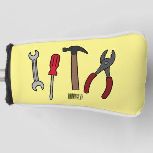 Carpentry tools cartoon illustration  golf head cover
