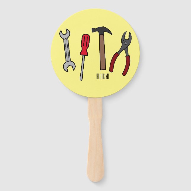 Carpentry tools cartoon illustration  hand fan (Front)