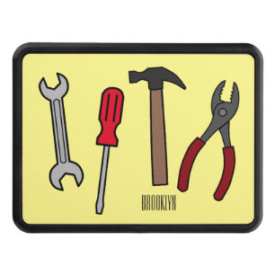 Carpentry tools cartoon illustration  hitch cover