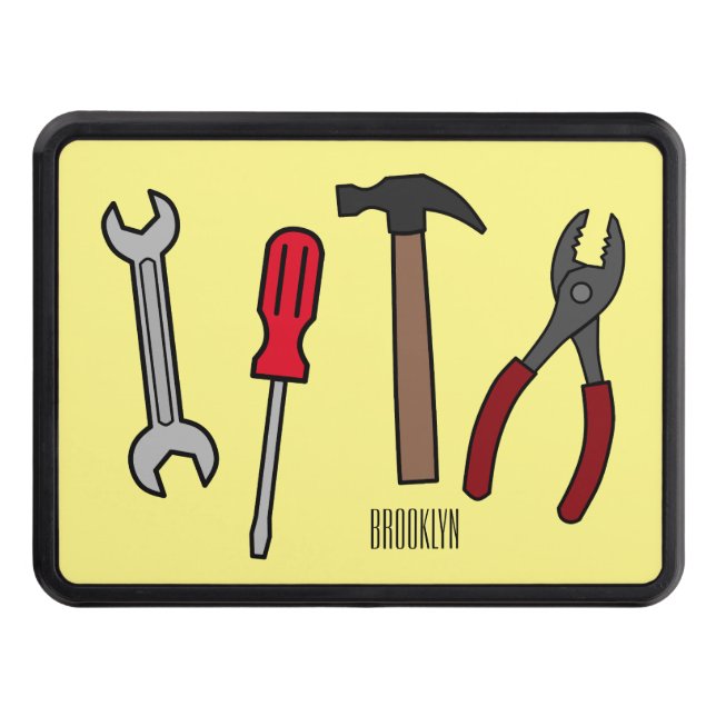 Carpentry tools cartoon illustration  hitch cover (Front)