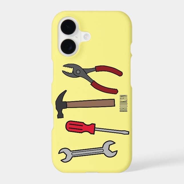 Carpentry tools cartoon illustration  iphone case (Back)