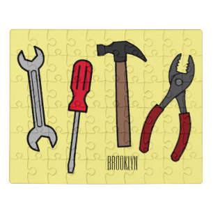 Carpentry tools cartoon illustration jigsaw puzzle