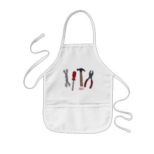 Carpentry tools cartoon illustration kids' apron