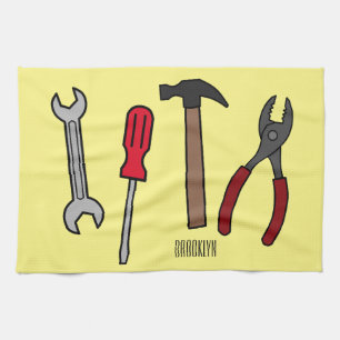 Carpentry tools cartoon illustration  kitchen towel