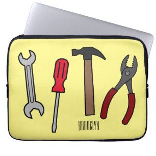 Carpentry tools cartoon illustration  laptop sleeve