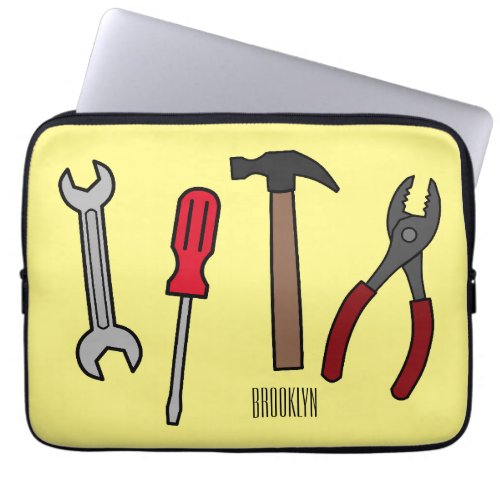Carpentry tools cartoon illustration  laptop sleeve