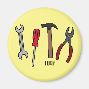 Carpentry tools cartoon illustration magnet