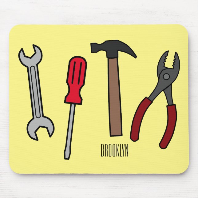 Carpentry tools cartoon illustration  mouse pad (Front)