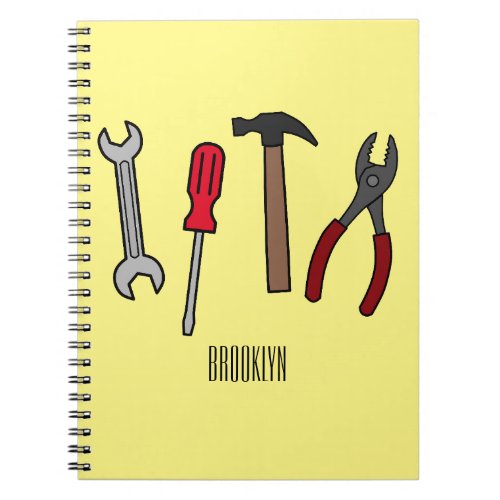Carpentry tools cartoon illustration  notebook