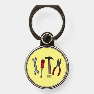 Carpentry tools cartoon illustration  phone ring stand