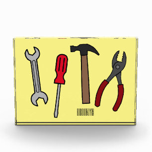 Carpentry tools cartoon illustration photo block