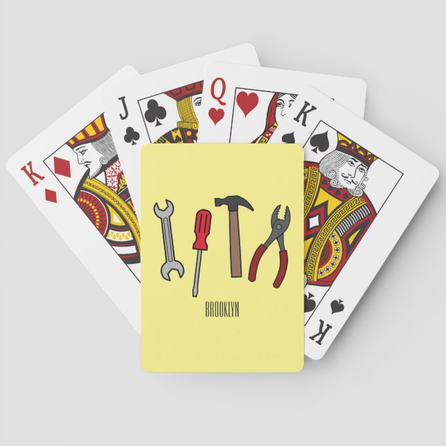 Carpentry tools cartoon illustration  poker cards (Back)