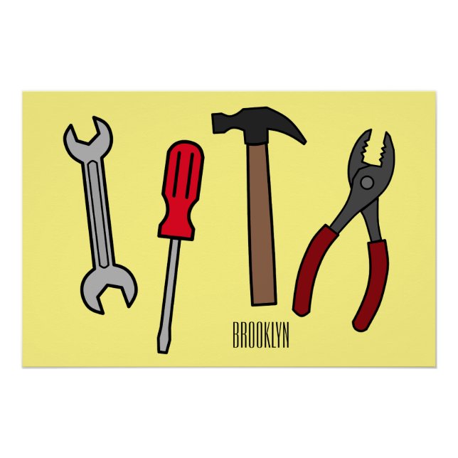 Carpentry tools cartoon illustration  poster (Front)