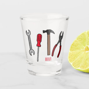 Carpentry tools cartoon illustration  shot glass
