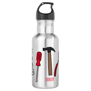 Carpentry tools cartoon illustration  stainless steel water bottle