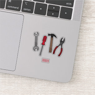 Carpentry tools cartoon illustration sticker