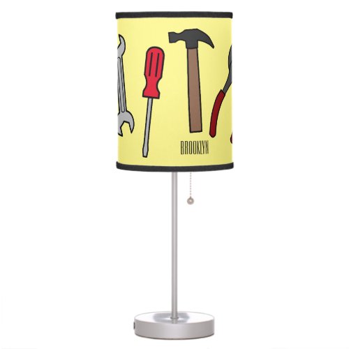 Carpentry tools cartoon illustration  table lamp