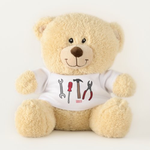 Carpentry tools cartoon illustration  teddy bear