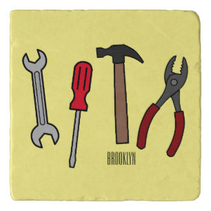 Carpentry tools cartoon illustration  trivet