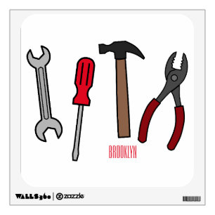 Carpentry tools cartoon illustration wall decal