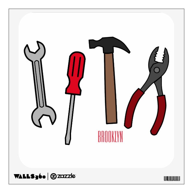 Carpentry tools cartoon illustration  wall decal (Front)