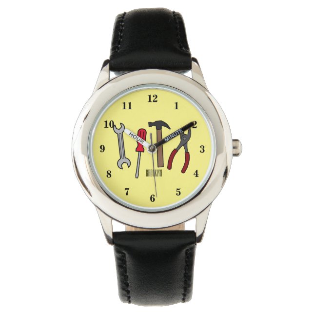 Carpentry tools cartoon illustration watch (Front)