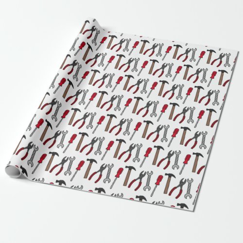 Carpentry tools cartoon illustration  wrapping paper