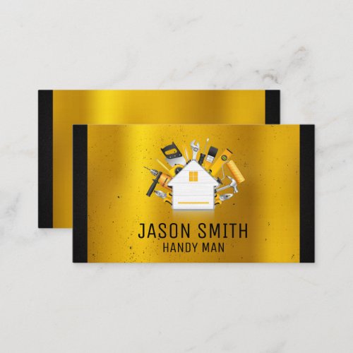 Carpentry Tools Gold Metal Black Trim Business Card