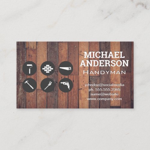 Carpentry Tools  Wood Boards Business Card