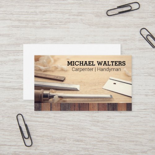 Carpentry Tools  Wood  Handyman Business Card