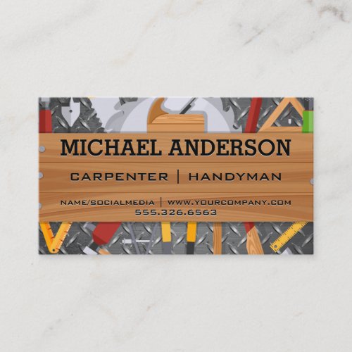 Carpentry Tools  Wood Metal Steel Business Card