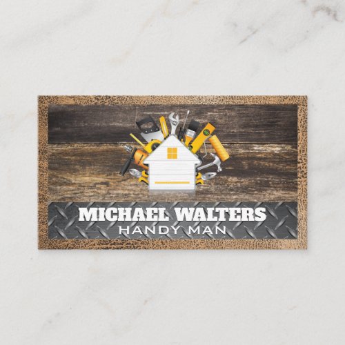 Carpentry Tools  Wooden Boards Steel Leather  Business Card