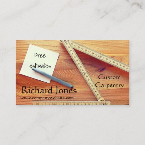 Carpentry Wood Working and Kitchen Fitter Business Card