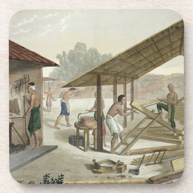 Carpentry Workshop in Kupang, Timor, plate 6 from Beverage Coaster (Front)