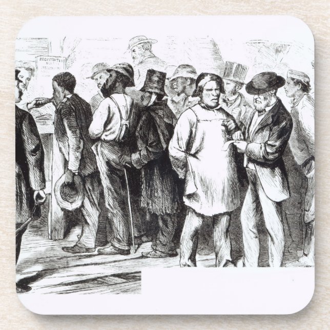 Carpet Baggers, late 1860s (engraving) (b/w photo) Beverage Coaster (Front)