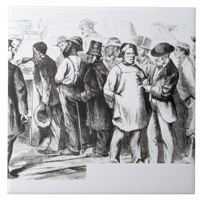 Carpet Baggers, late 1860s (engraving) (b/w photo) Tile (Front)