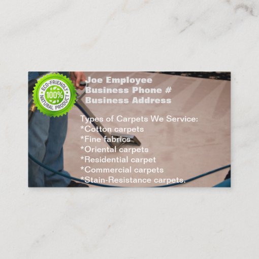 Carpet cleaner business card Zazzle