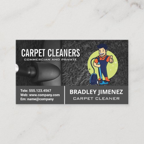 Carpet Cleaner Guy  Vacuuming  Rug Business Card
