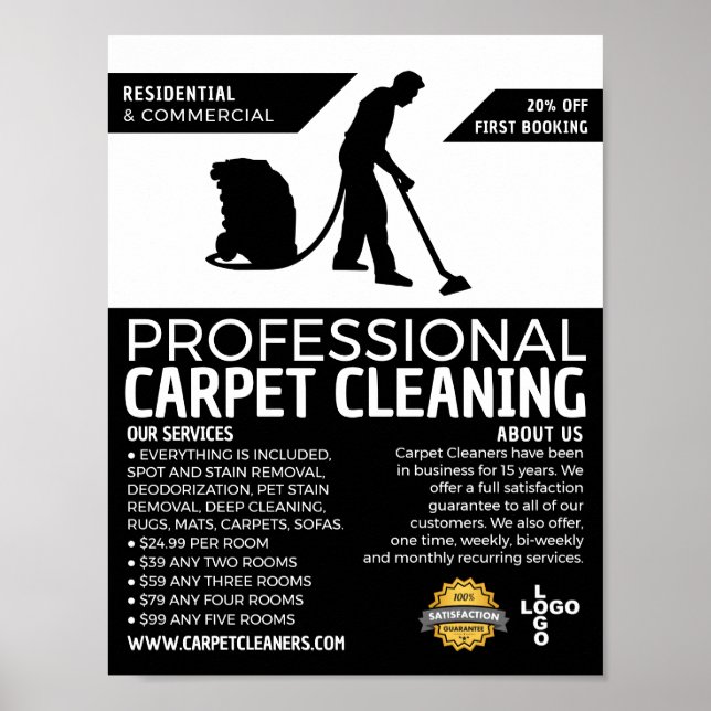 Carpet Cleaner Silhouette, Carpet Cleaning Service Poster (Front)