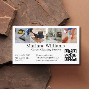 carpet cleaning service 4 photos qr code modern business card
