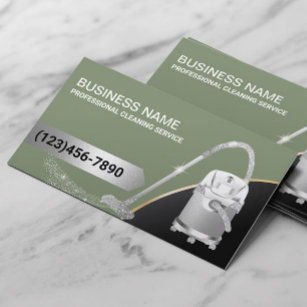Carpet Cleaning Silver Vacuum Cleaner Green Business Card