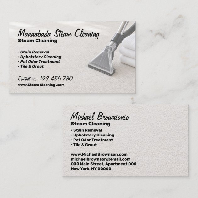 Carpet Cleaning Stain Removal Service Business Card