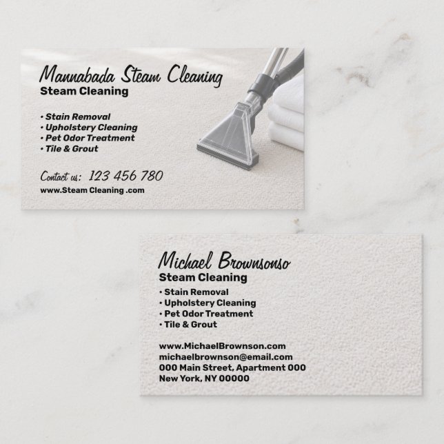 Carpet Cleaning Stain Removal Service Business Card (Front/Back)
