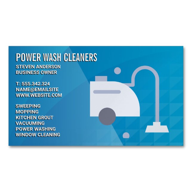 Carpet Cleaning | Steam Vacuum Business Card Magnet (Front)