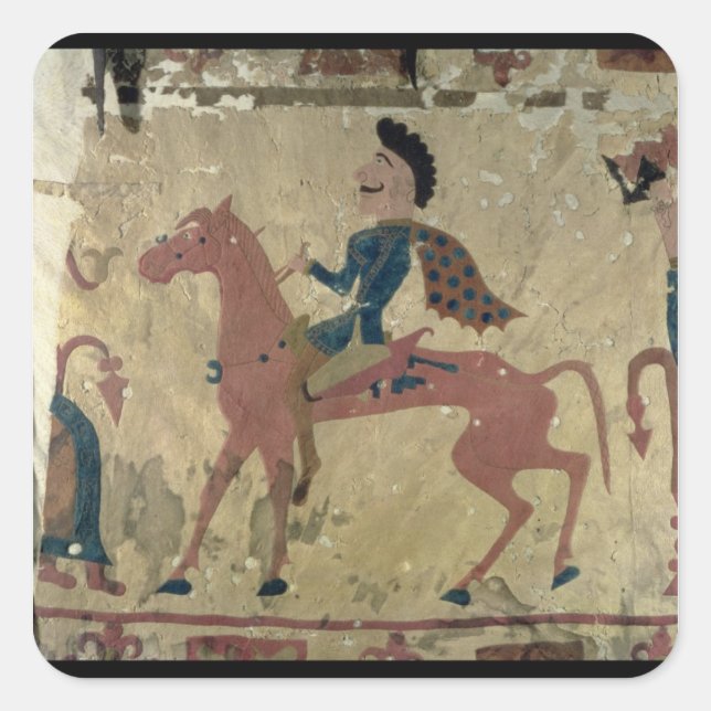 Carpet depicting a mounted warrior square sticker (Front)