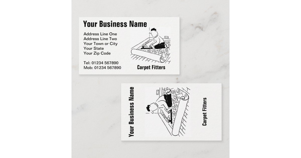 Carpet Fitting Services Cartoon Business Card | Zazzle.com